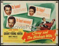 9j011 BISHOP'S WIFE style A 1/2sh '48 Cary Grant, Loretta Young, priest David Niven, it's happy!