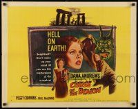 9j013 NIGHT OF THE DEMON style B 1/2sh '57 Jacques Tourneur, art of Stonehenge & monster from Hell!