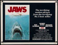 9j017 JAWS 1/2sh '75 art of Steven Spielberg's classic man-eating shark attacking sexy swimmer!