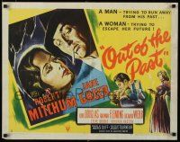 9j019 OUT OF THE PAST style A 1/2sh '47 great art of smoking Robert Mitchum & Jane Greer with gun!