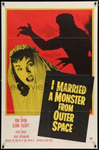 9j089 I MARRIED A MONSTER FROM OUTER SPACE 1sh '58 great image of Gloria Talbott & alien shadow!
