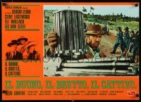 9j423 GOOD, THE BAD & THE UGLY Italian photobusta R70s c/u of Clint Eastwood with gatling gun!