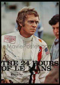 9j325 LE MANS Japanese '71 c/u of race car driver Steve McQueen in uniform with intense look!