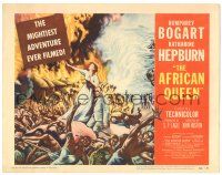 9j130 AFRICAN QUEEN TC '52 colorful artwork of missionary Katharine Hepburn in native uprising!
