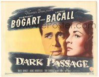 9j132 DARK PASSAGE TC '47 great close up of smoking Humphrey Bogart & sexy Lauren Bacall!