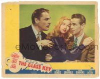 9j159 GLASS KEY LC '42 close up of sexiest Veronica Lake between Alan Ladd & Brian Donlevy!