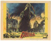 9j162 GODZILLA KING OF THE MONSTERS LC #4 '56 great image of Gojira crushing train in his mouth!
