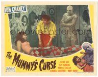 9j183 MUMMY'S CURSE LC #5 R51 bandaged monster Lon Chaney Jr. watches Virginia Christine in bed!
