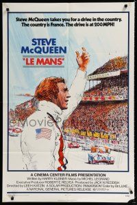 9j092 LE MANS 1sh '71 Tom Jung artwork of race car driver Steve McQueen waving at fans!