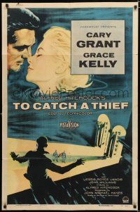 9j102 TO CATCH A THIEF 1sh '55 great art of beautiful Grace Kelly & Cary Grant, Alfred Hitchcock!