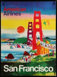 9j050 AMERICAN AIRLINES SAN FRANCISCO travel poster '70s cool Kingman art of Golden Gate Bridge!