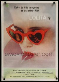 9j483 LOLITA Yugoslavian 20x28 '64 Stanley Kubrick, Sue Lyon w/heart sunglasses & lollipop by Stern!
