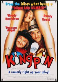 9k067 KINGPIN video Aust 1sh '96 wacky Woody Harrelson, Vanessa Angel & Randy Quaid, bowling!