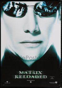 9k070 MATRIX RELOADED teaser Aust 1sh '03 great super close-up image of Keanu Reeves as Neo!