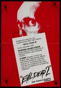 9k075 EVIL DEAD 2 Aust special poster '87 Sam Raimi, Bruce Campbell is Ash, Dead By Dawn!