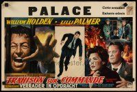 9k243 COUNTERFEIT TRAITOR Belgian '62 different art of William Holden & Lilli Palmer!