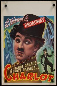 9k268 LA GRANDE PARADE DE CHARLOT Belgian '60s art of classic Charlie Chaplin in hat!