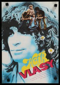 9k352 HAIR Czech 11x16 '80 Milos Forman musical, Martin Dyrynkj art of Treat Williams!