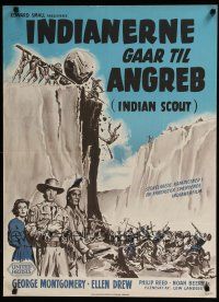 9k763 DAVY CROCKETT INDIAN SCOUT Danish '51 George Montgomery, different cowboy art by Wenzel!
