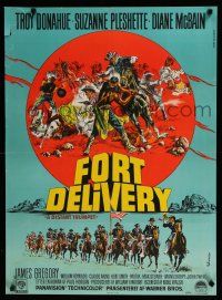 9k765 DISTANT TRUMPET Danish '65 cool art of soldier Troy Donahue vs American Indians by Wenzel!