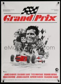9k782 GRAND PRIX Danish R70s Formula One race car driver James Garner, artwork by Howard Terpning!