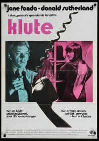 9k801 KLUTE Danish '71 Donald Sutherland helps intended murder victim & call girl Jane Fonda!