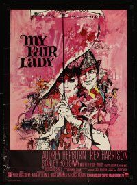9k824 MY FAIR LADY Danish '64 classic art of Audrey Hepburn & Rex Harrison by Bob Peak!