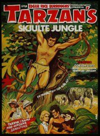 9k842 TARZAN'S HIDDEN JUNGLE Danish R70s cool artwork of Gordon Scott as Tarzan!