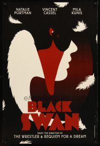 9k078 BLACK SWAN teaser DS English 1sh '10 Natalie Portman, cool face in swan retro design!
