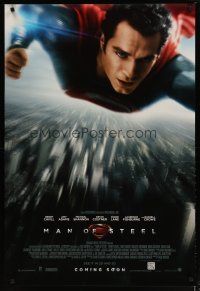 9k086 MAN OF STEEL advance DS English 1sh '13 Henry Cavill in the title role as Superman flying!