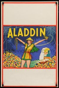 9k090 ALADDIN stage play English double crown '30s stone litho of female lead w/lamp & treasure!