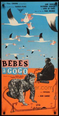 9k703 BABES A GOGO French '56 Jane Sourza, Raymond Souplex, de Funes, Broutin art of storks!