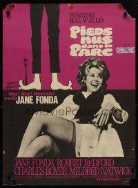 9k678 BAREFOOT IN THE PARK French 23x32 '67 art & image of Redford's feet & sexy Jane Fonda!