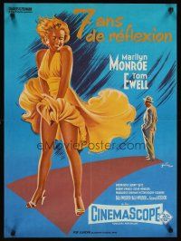 9k697 SEVEN YEAR ITCH French 23x32 R70s best art of Marilyn Monroe's skirt blowing by Grinsson!