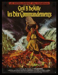 9k744 TEN COMMANDMENTS French 15x21 R70s DeMille, McCarthy art of Charlton Heston w/ tablets!
