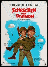 9k194 JUMPING JACKS German '70 great image of Army paratroopers Dean Martin & Jerry Lewis!
