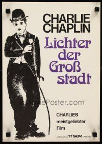 9k228 CITY LIGHTS German 12x17 R70s full-length artwork of Charlie Chaplin as the Tramp!