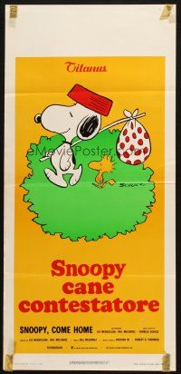 9k428 SNOOPY COME HOME Italian locandina '72 Peanuts, great Schulz art of Snoopy & Woodstock!