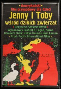 9k479 ADVENTURES OF THE WILDERNESS FAMILY Polish 27x38 '75 Jakob Erol art of woodland creatures!