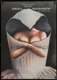 9k543 SCHOOL OF LOVERS Polish 27x38 '87 W. Rosocha artwork of woman covering herself!