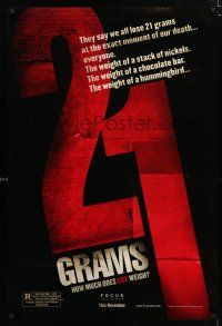 9m012 21 GRAMS teaser DS 1sh '03 Sean Penn, Naomi Watts, cool title design!