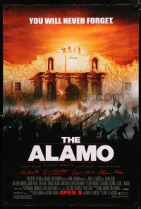 9m031 ALAMO advance DS 1sh '04 Billy Bob Thornton as Davy Crockett, Dennis Quaid, Texas history!