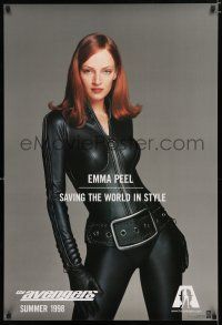 9m078 AVENGERS teaser DS 1sh '98 sexy Uma Thurman as Emma Peel, saving the world with style!