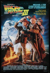 9m082 BACK TO THE FUTURE III DS 1sh '90 Michael J. Fox, Chris Lloyd, Zemeckis, Drew art!