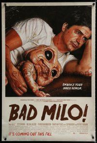 9m083 BAD MILO advance DS 1sh '13 artwork of Ken Marino embracing his inner demon by Paul Shipper!