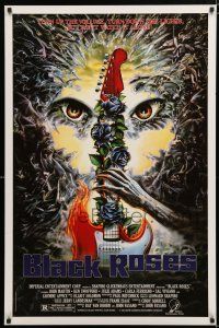 9m121 BLACK ROSES 1sh '88 John Fasano, wild artwork of monsters & guitar!