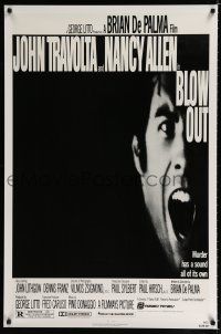 9m129 BLOW OUT 1sh '81 John Travolta, Brian De Palma, murder has a sound all of its own!