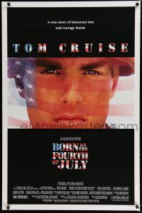 9m139 BORN ON THE FOURTH OF JULY DS 1sh '89 Oliver Stone, great patriotic image of Tom Cruise!