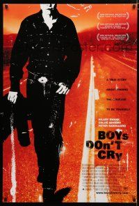 9m142 BOYS DON'T CRY 1sh '99 Hilary Swank, true story about finding the courage to be yourself!