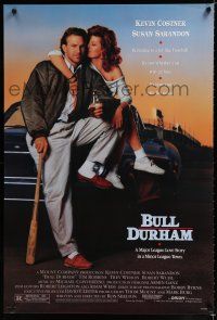 9m163 BULL DURHAM 1sh '88 great image of baseball player Kevin Costner & sexy Susan Sarandon!